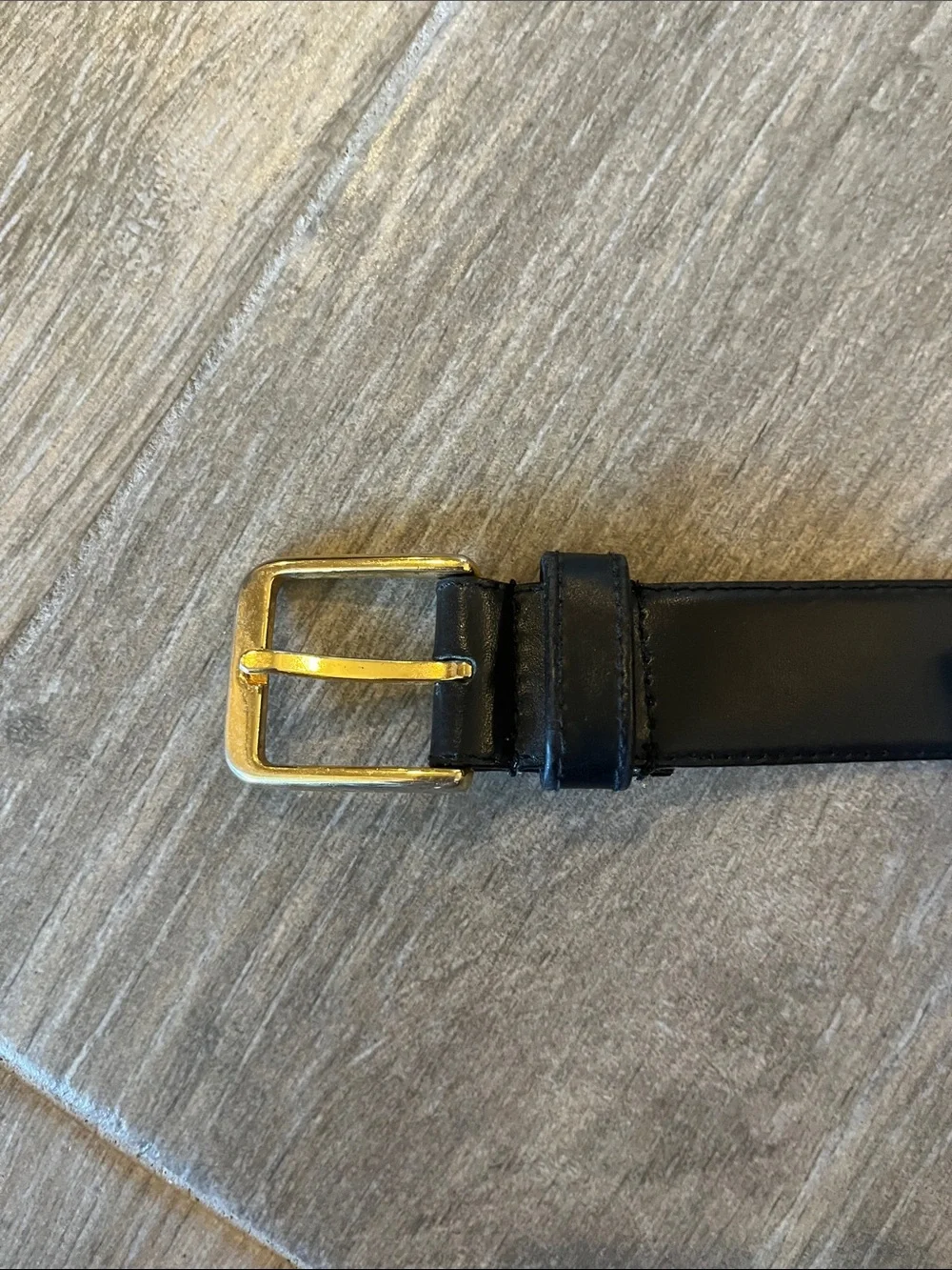 Haggar Black Leather Belt with Gold Buckle